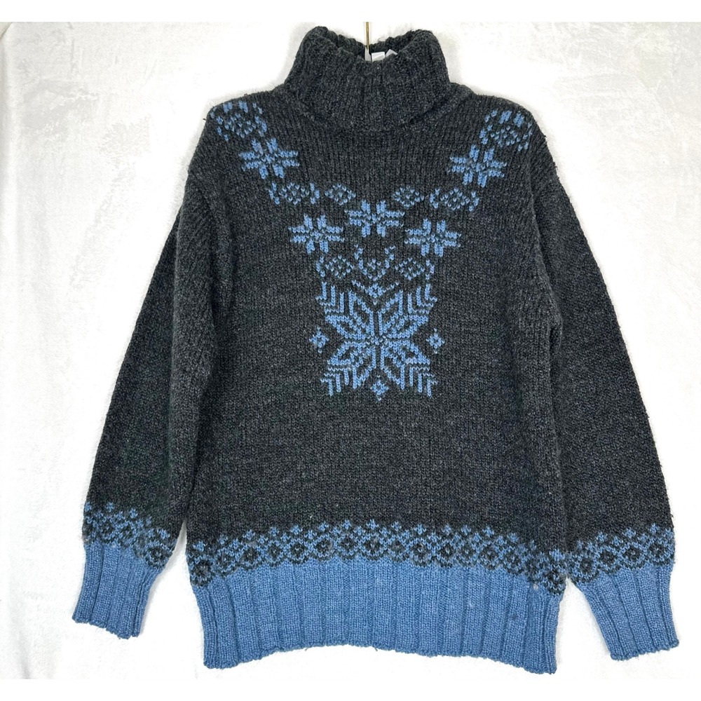 Vintage Paul Harris Design Sweater Women M Gray Turtleneck Nordic Apres Ski